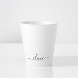 Taza De Café Latte Black White Modern Script Girly Monograma Nombre<br><div class="desc">Monograma de escritura simple en blanco y negro Nombre latte Café Cup Mug. Esto hace que el dulce perfecto cumpleaños 16,  boda,  ducha de novia,  aniversario,  ducha de bebé o fiesta de soltera sea regalo para alguien que ama el lujo glam y los estilos de moda.</div>