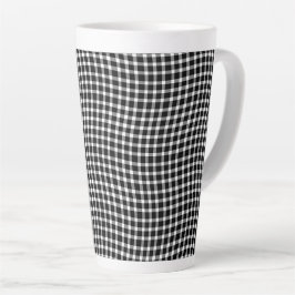 Taza De Café Latte Black White Plaid Checker Seamless Pattern