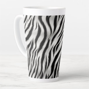 Taza De Café Latte Black White Zebra Print Animal