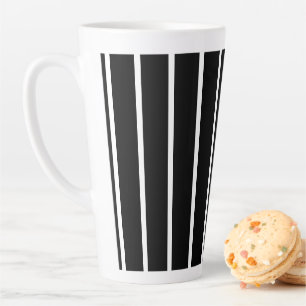 Taza De Café Latte BlackWhite Lines Big Latte Mug