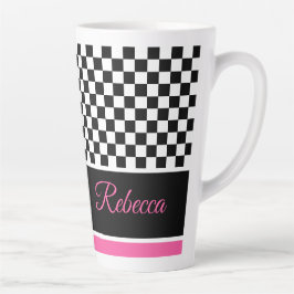Taza De Café Latte Blanco Negro Y Rosa