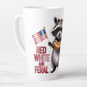 Taza De Café Latte Blanco Rojo Y Racón Ferroviario Y Libre