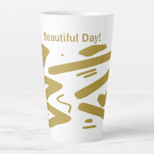 Taza De Café Latte Blanco tribal y oro