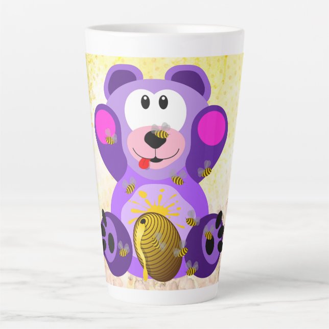 Taza De Café Latte Blauer Honig Bär (Anverso)