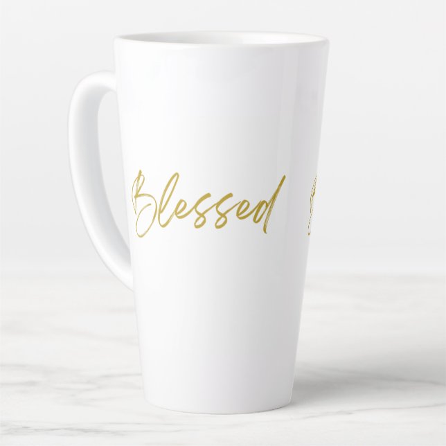 Taza De Café Latte Blessed Tall Latte Mug (Ángulo izquierdo)