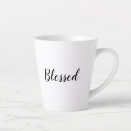 Taza De Café Latte Blessed texto del guión de personalizado blanco ne