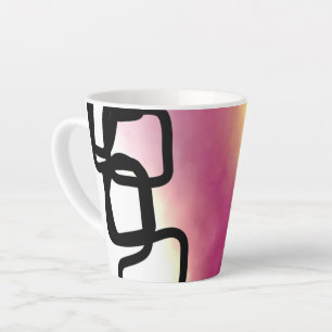 Taza De Café Latte Blockchain: Resumen rosa, amarillo, negro y blanco