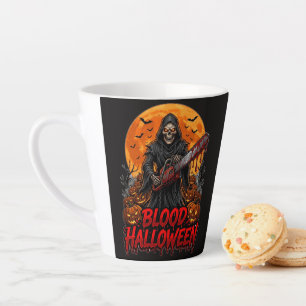 Taza De Café Latte Blood Halloween Grim Reaper Chainsaw Pumpkin Hoodi