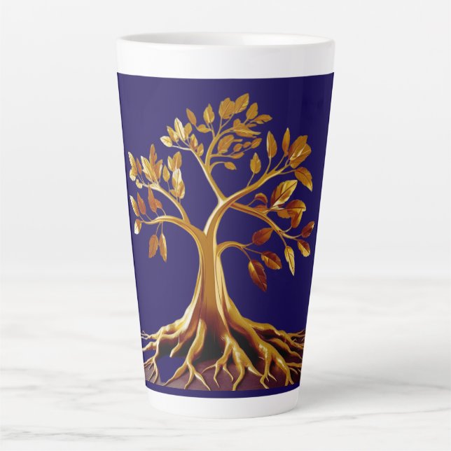 Taza De Café Latte Bloom de oro grande latte Mug (Anverso)