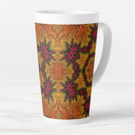 Taza De Café Latte Bloom fractal en hues otoñales