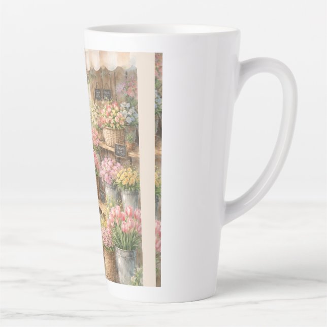 Taza De Café Latte Blooming Moments Mug – Girl at Flower Shop Coffee  (Derecha)