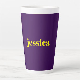 Taza De Café Latte Bloque de color minimalista nombre personalizado