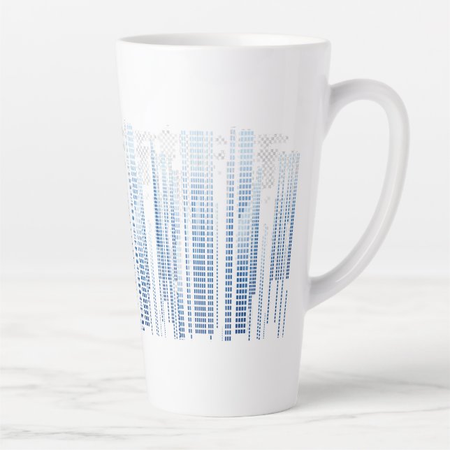 Taza De Café Latte Blue Abstract Latte Mug - Modern Tall Coffee Cup (Derecha)