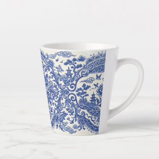 Taza De Café Latte Blue and White Oriental Chinoiserie Porcelain Insp