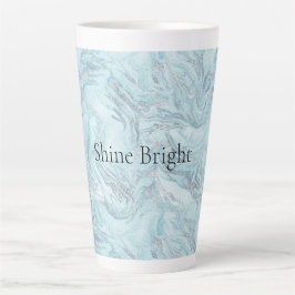 Taza De Café Latte Blue Aqua Silver Marble Swirls