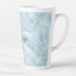 Taza De Café Latte Blue Aqua Silver Marble Swirls