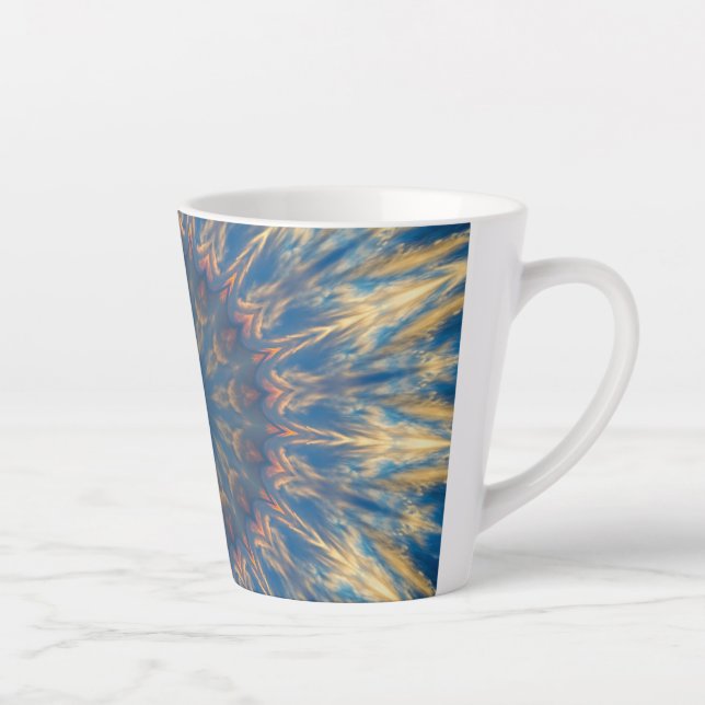 Taza De Café Latte Blue Chakra Kaleidoscope Thunder_Cove (Derecha)