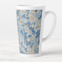 Taza De Café Latte Blue Gold Leaf