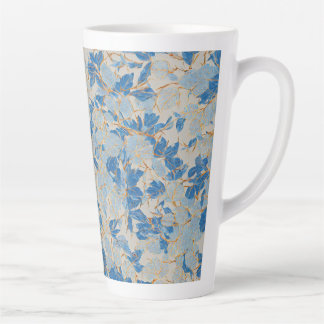 Taza De Café Latte Blue Gold Leaf