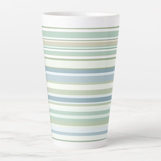 Taza De Café Latte Blue Green and white stripes (Anverso)