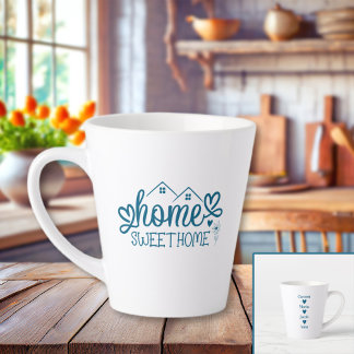 Taza De Café Latte Blue Home Sweet Home Personalizado