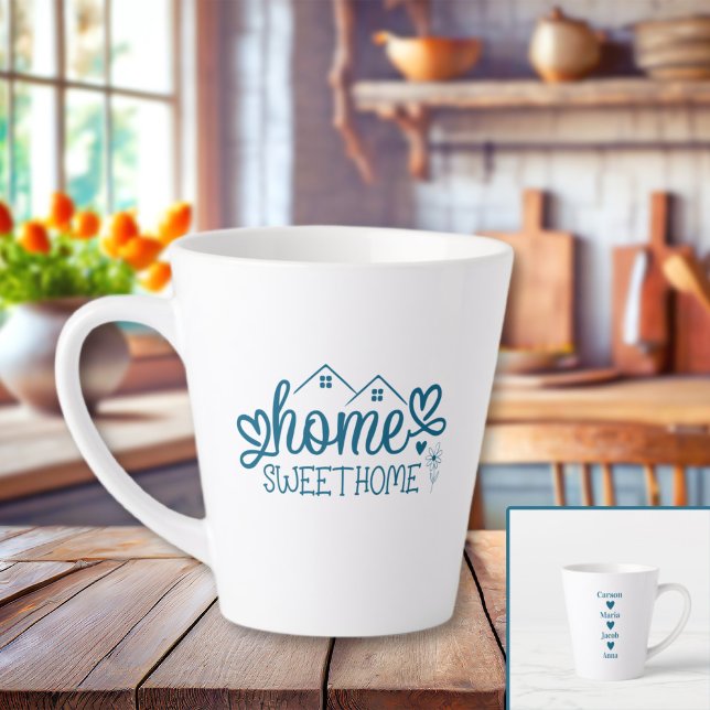 Taza De Café Latte Blue Home Sweet Home Personalizado (Blue Home Sweet Home Personalized Latte Mug
)