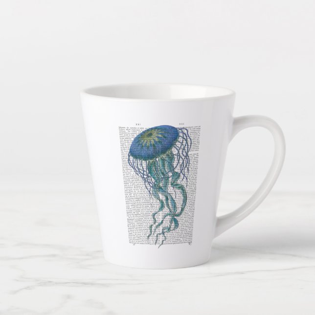 Taza De Café Latte Blue Jellyfish (Derecha)