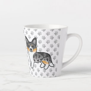 Taza De Café Latte Blue Merle Cardigan Welsh Corgi Cartog Perro & Paw