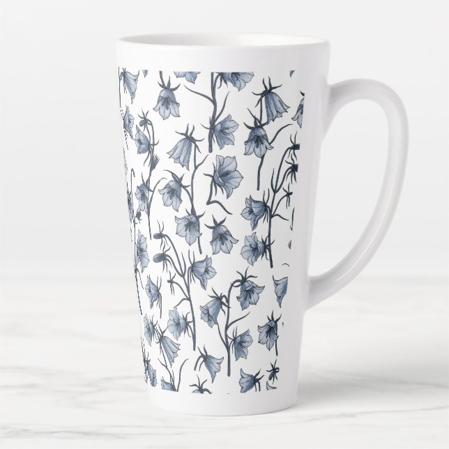Taza De Café Latte Bluebells, Harebells, Bellflowers (Derecha)
