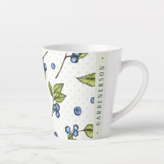 Taza De Café Latte Blueberries de nombre personalizado 