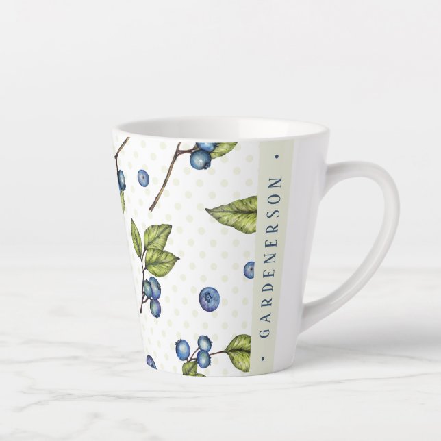 Taza De Café Latte Blueberries de nombre personalizado  (Derecha)