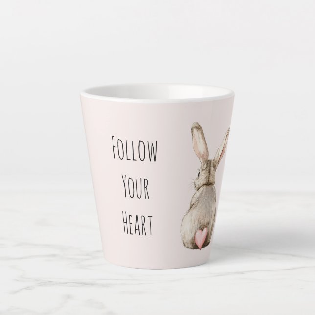 Taza De Café Latte Blush Bunny Rabbit Heart (Anverso)