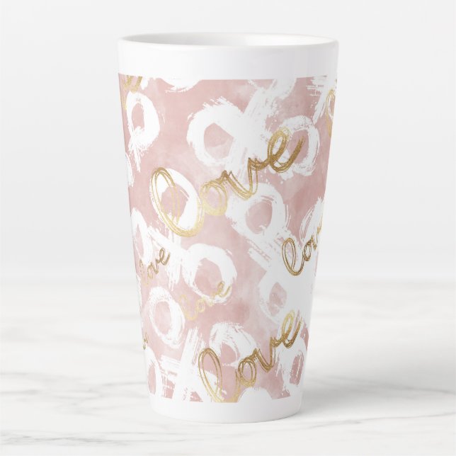 Taza De Café Latte Blush Pink Gold White XOXO Love (Anverso)