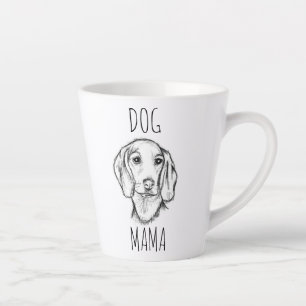 Taza De Café Latte boceto de perro salchicha dibujado a mano en negro