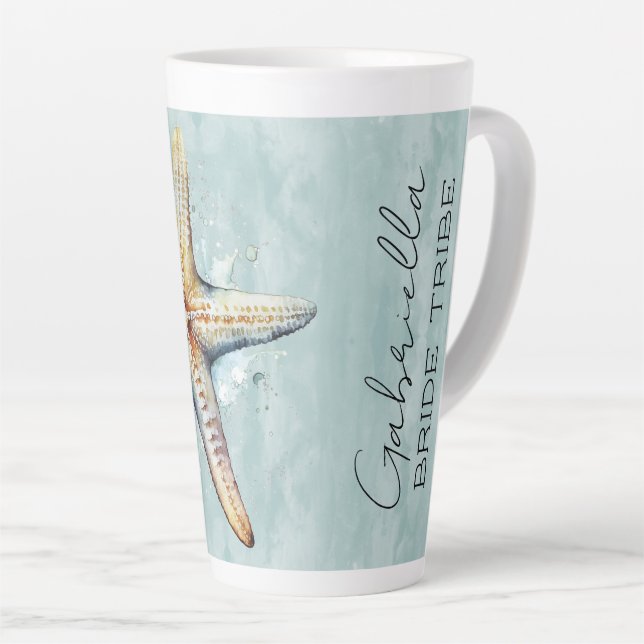Taza De Café Latte Boda con tema de playa  (Ángulo derecho)