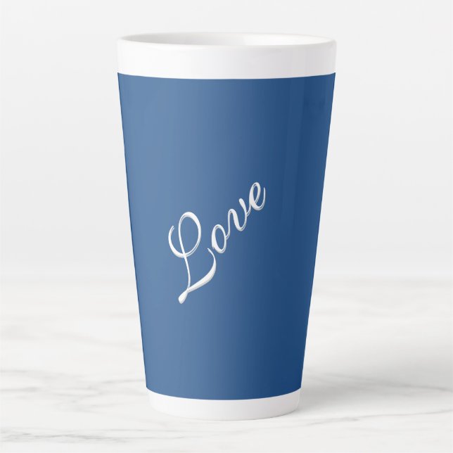Taza De Café Latte Boda de amor de caligrafía azul atractiva (Anverso)