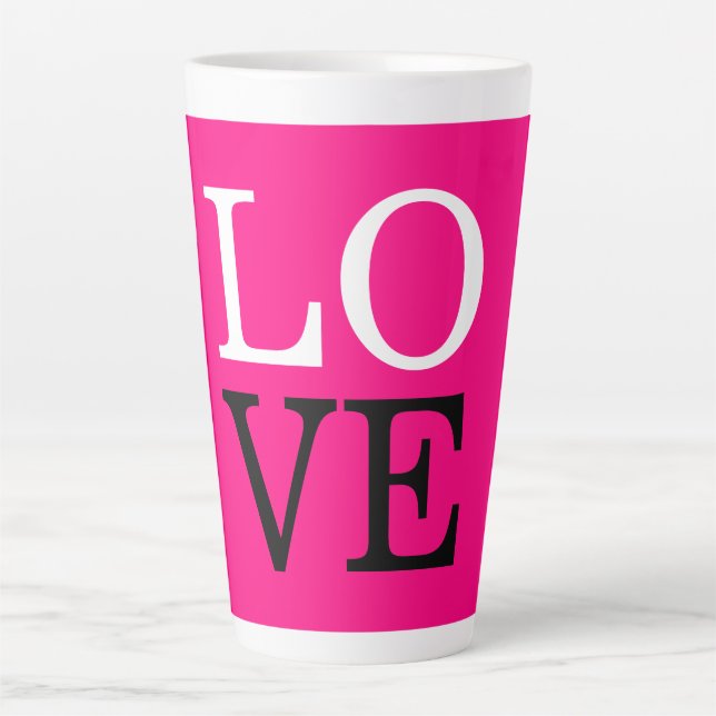 Taza De Café Latte Boda de amor de fondo de Rosa (Anverso)