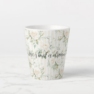 Taza De Café Latte Boda de ducha nupcial floral de rosas crema románt