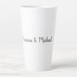 Taza De Café Latte Boda Elegante caligrafía Minimalista blanco negro