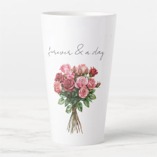 Taza De Café Latte Boda floral de rosas rojas rojas rojas rojas rojas