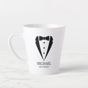 Taza De Café Latte Boda negro Tuxedo Suit Groomsmen personalizado