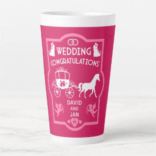 Taza De Café Latte Boda Romántico De Caballos Y Carros