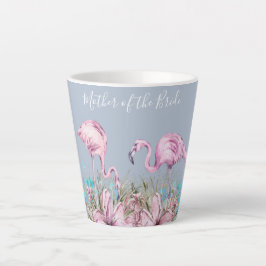 Taza De Café Latte BODA tropical de la Flamingo