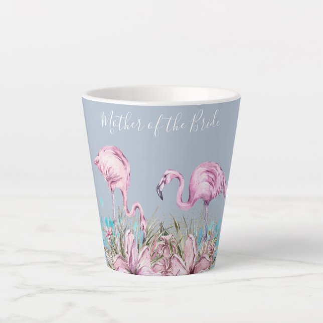 Taza De Café Latte BODA tropical de la Flamingo (Anverso)