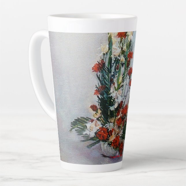 Taza De Café Latte Bodegón de flores (Ángulo izquierdo)