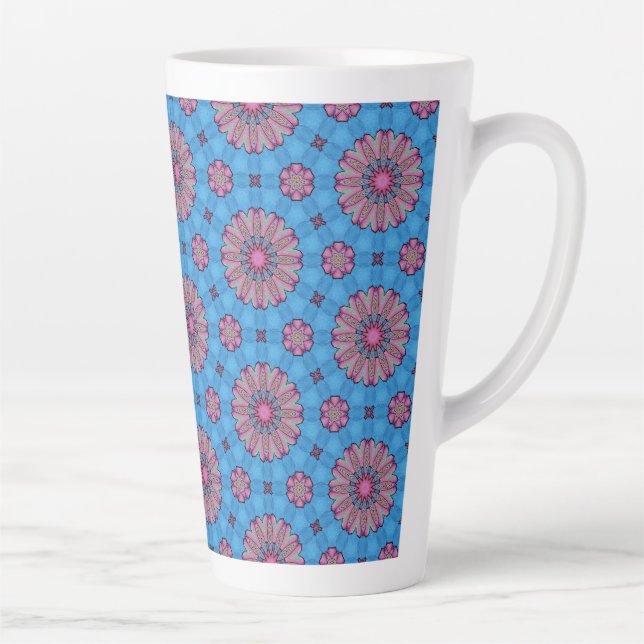 Taza De Café Latte Boho Floral Rosa (Derecha)