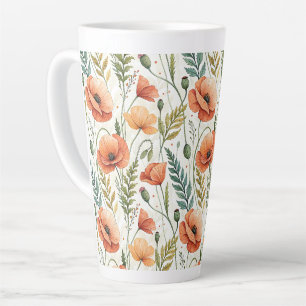 Taza De Café Latte Boho Garden of Beautiful Poppies