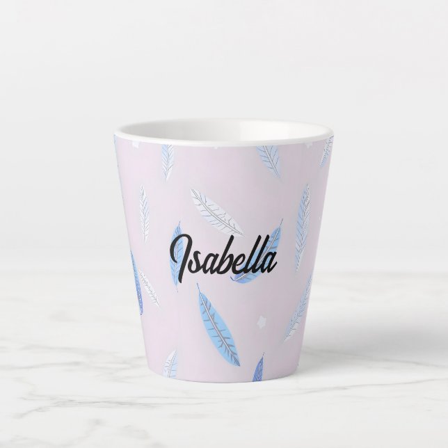 Taza De Café Latte Boho Trendy Feathers Luxury Collection (Anverso)