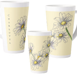 Taza De Café Latte Boho Watercolor Floral Daisy Christmas Gift