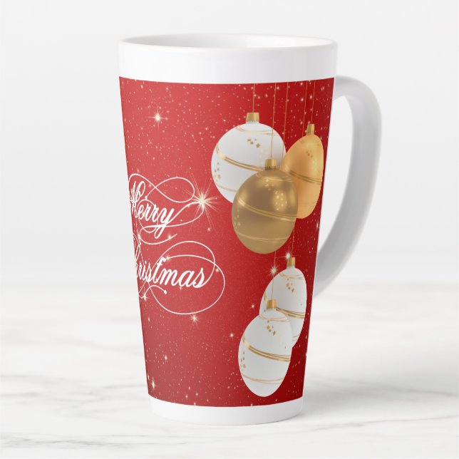 Taza De Café Latte Bolas de navidades (Ángulo derecho)